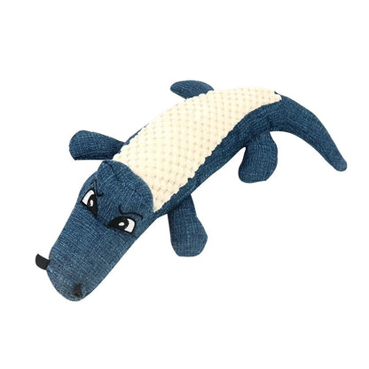 Linen Plush Crocodile Dog Toy: Squeaky Chew Toy for Cleaning Teeth, 1PC